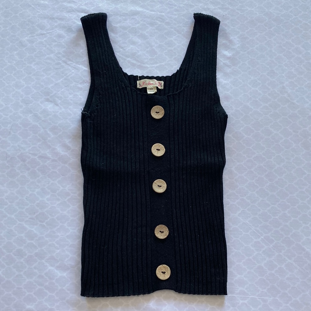 Black Buttoned Tank Top
